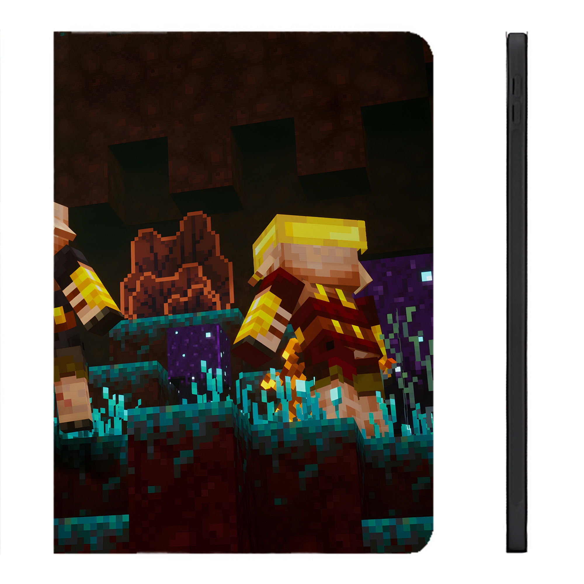 （画像用） マインクラフト ブロックの世界 Minecraft MC Block world IPadケース ペンホルダー付き ブックスタイルデザイン